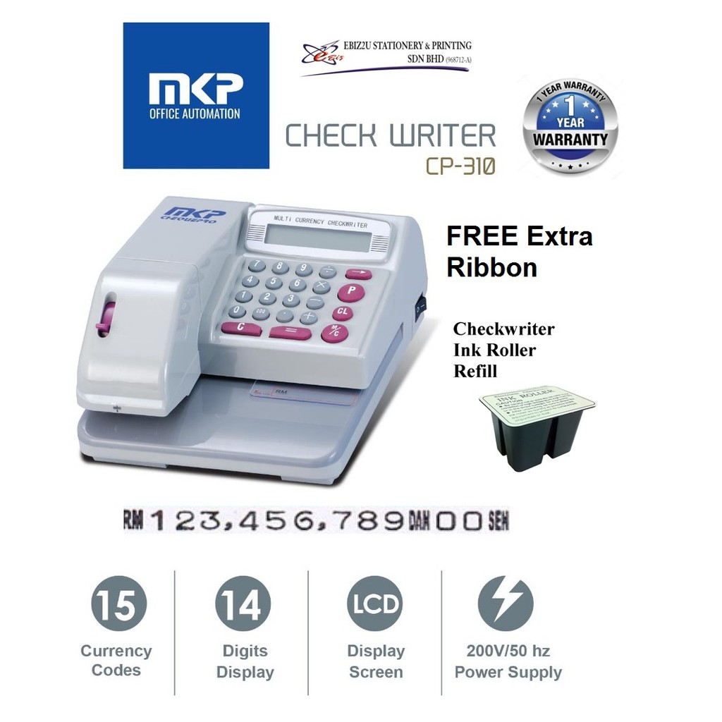 MKP Electronic Cheque Writer CP310 (cheque printing machine, cheque