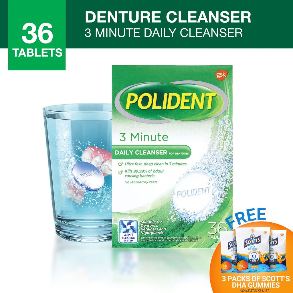 Polident 3Minute Denture Cleanser Tablet 36s Shopee Philippines