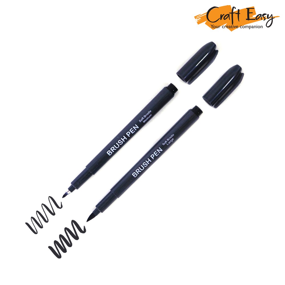 Craft Easy Calligraphy Brush Pen Black Ink (Medium and Large Tip