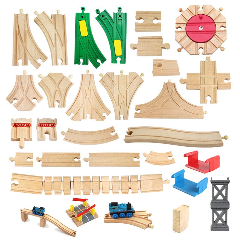 kids wooden train track