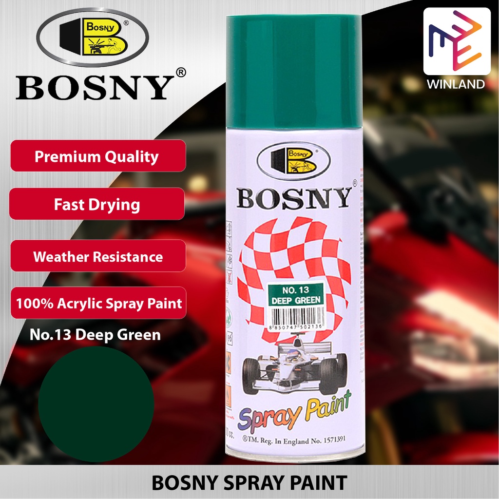 Bosny 100 Acrylic Spray Paint Deep Green No13 Spraypaint Winland