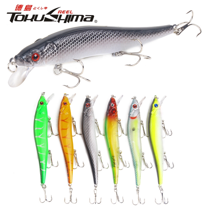 Lifelike Eyes Double Hooks Pencil Fishing Lure Bionic Bait Plastic Hard Crank
