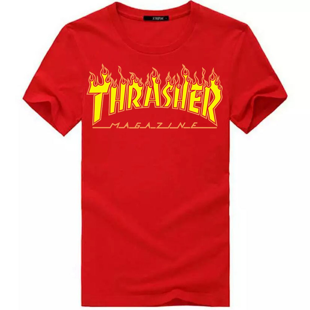 red and white thrasher shirt