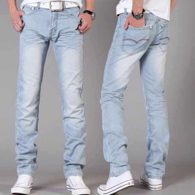 trendy light wash jeans