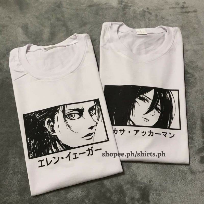 AOT FACE EREN MIKASA ANIME SHIRT | Shopee Philippines