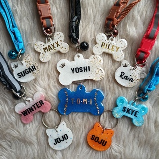 ⊕Customized Resin Dog and Cat NAMETAG - with collar #7