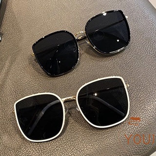 YOUJ Polarized Anti-UV Black White Metal Sunglasses for Women and Men Glasses Gift Fashion Shades