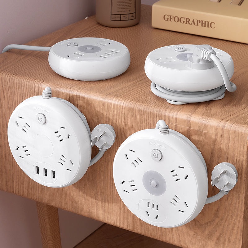 Retractable night light socket with long cable USB TakeUp Cord Plug