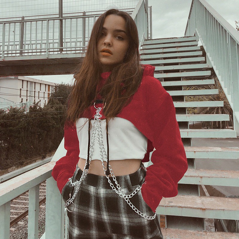 cut front cropped hoodie