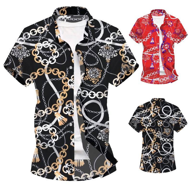 chain print shirt mens