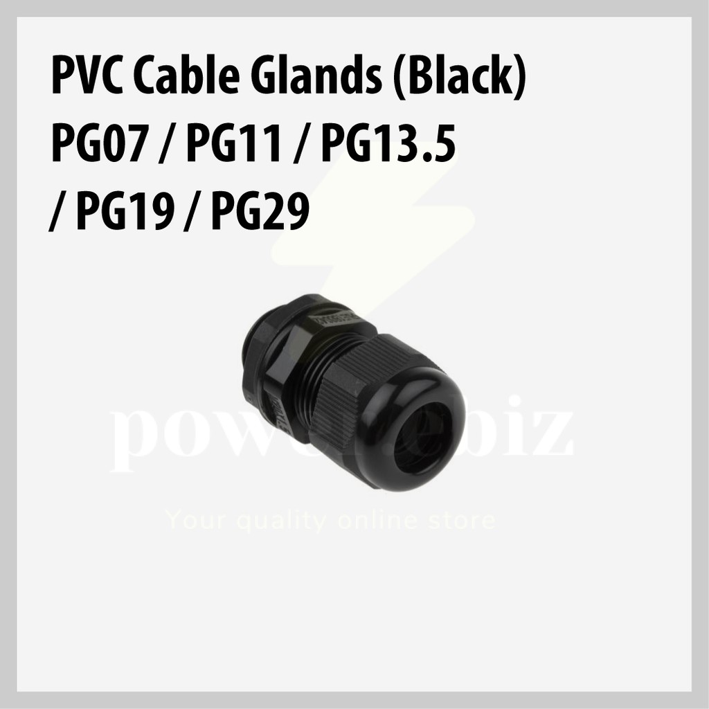 PVC Cable Gland PG07 / PG11 / PG13.5 / PG16 / PG19 / PG29 (Black .