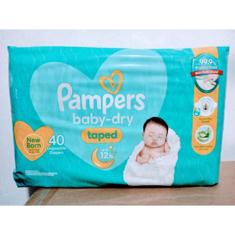 Pampers Baby Dry Tape Newborn with RASH SHIELD 40 pcs | Shopee Philippines