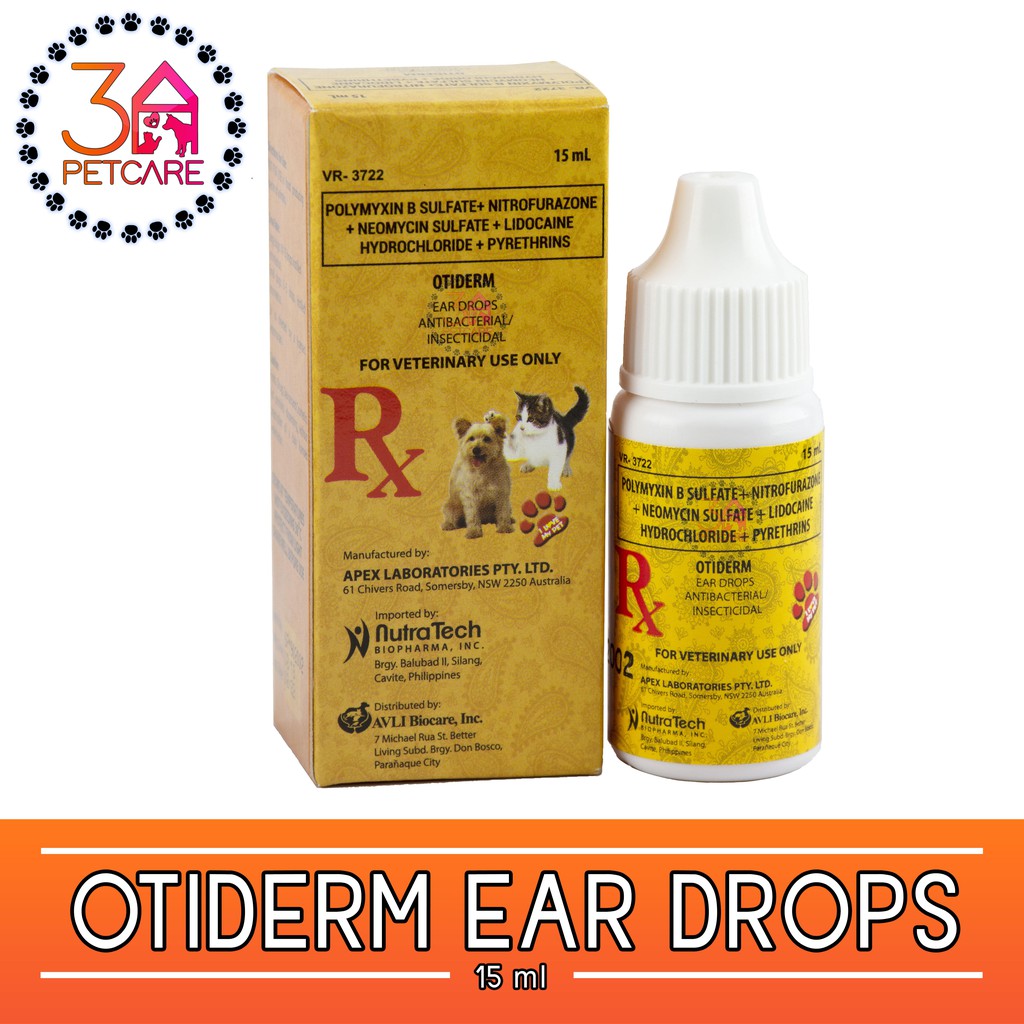 Otiderm Antibacterial & Insecticidal Ear Drops for Dogs and Cats (15ml