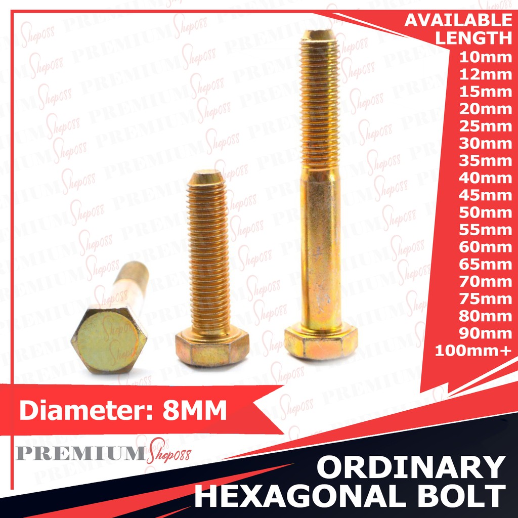 5/10pc M8 8MM Bh Bolt Ordinary Hexagon Bolt Cap Screw Nut Washer