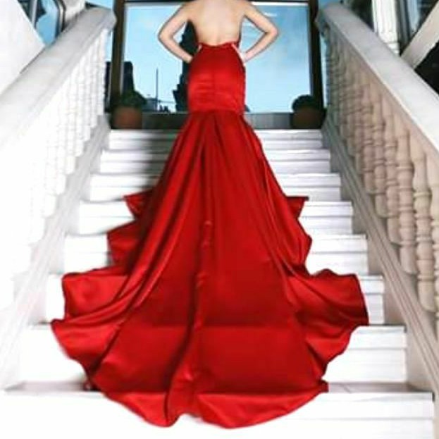 red silky gown