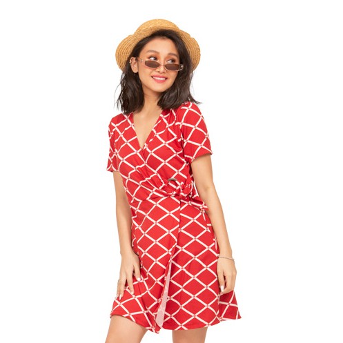 short sleeve wrap around dress