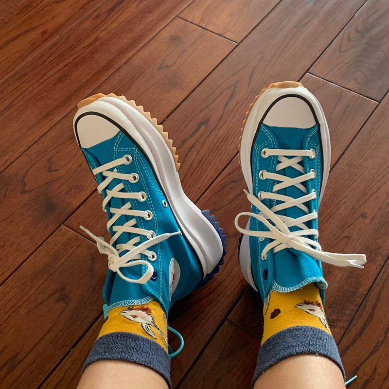 JW Conver Run Star Hike Hi High Rise High Top Canvas Shoes Blue and Red Shopee Philippines