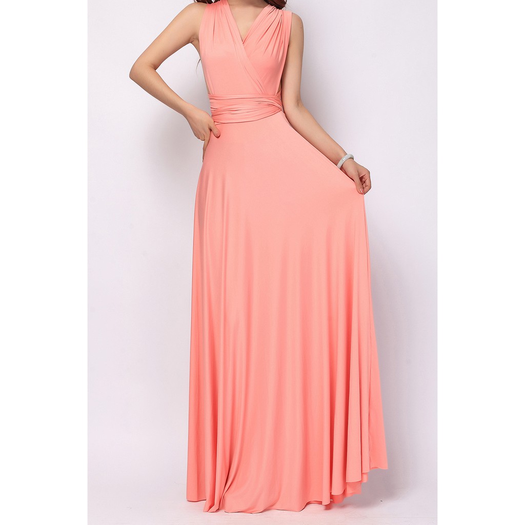 peach gown for bridesmaid