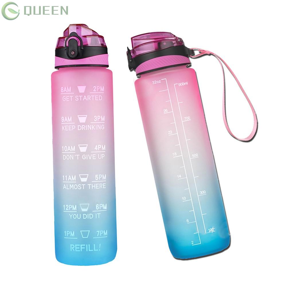 1L Water Bottle with Straw Time Marker Tritan BPA Free Sports And ...