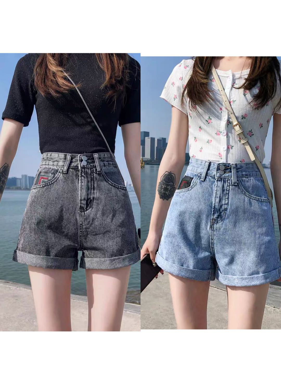 dark grey jean shorts