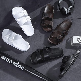 【HHS】Unisex Korean Fashion Two Strap Sandals Slide Washable Sandals