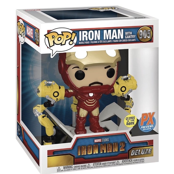 Authentic FUNKO POP Iron Man 2 Iron Man MK IV with Gantry Glow-in-the