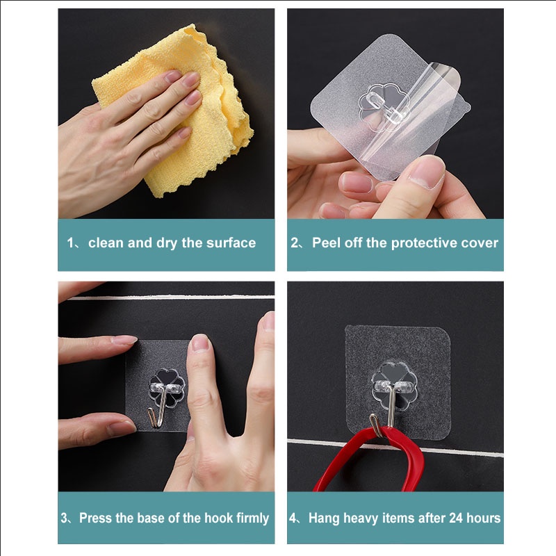 Waterproof Traceless Adhesive Hook Door Wall Hook Strong Adhesive For Kitchen Bathroom COD