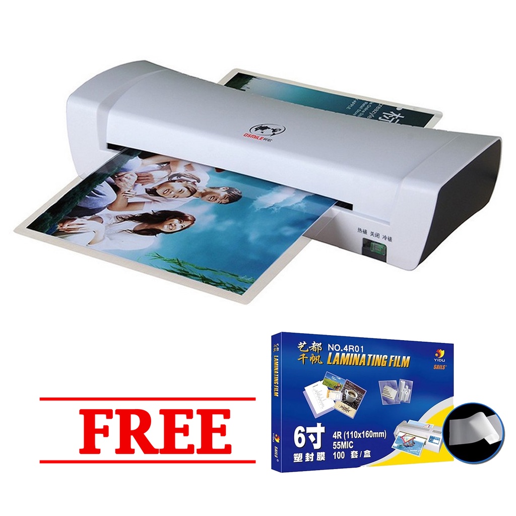 Laminator photo paper jam laminating machine + Laminating film Set 5xA