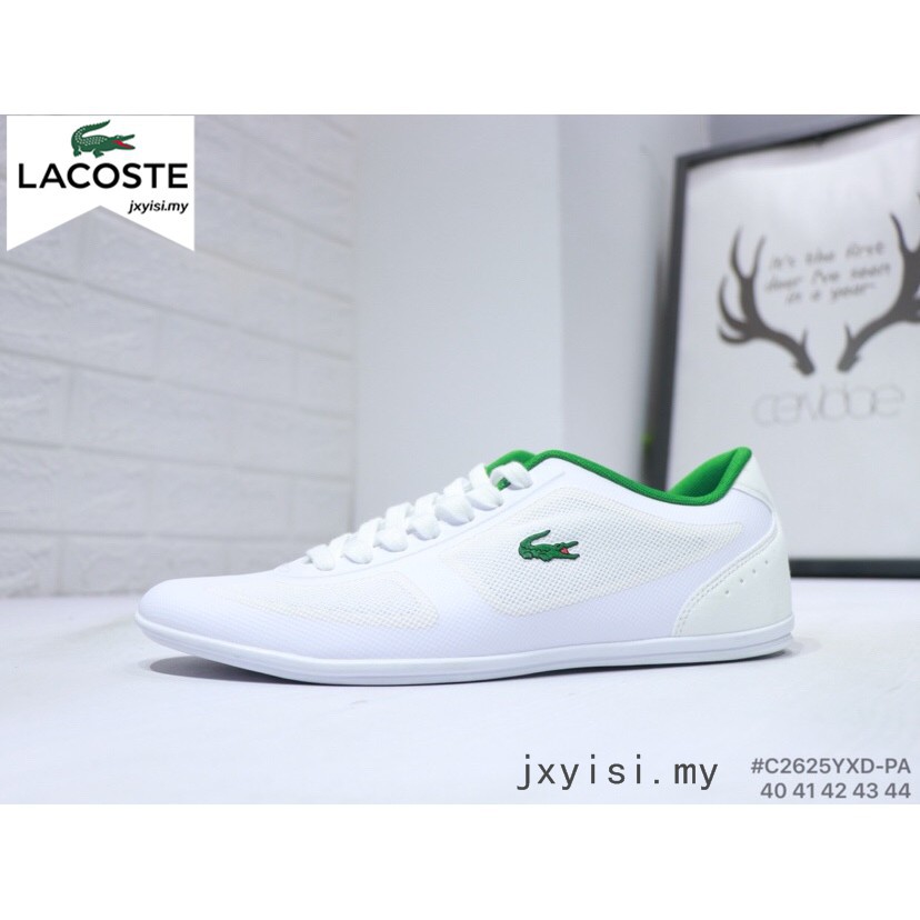 lacoste white and green shoes