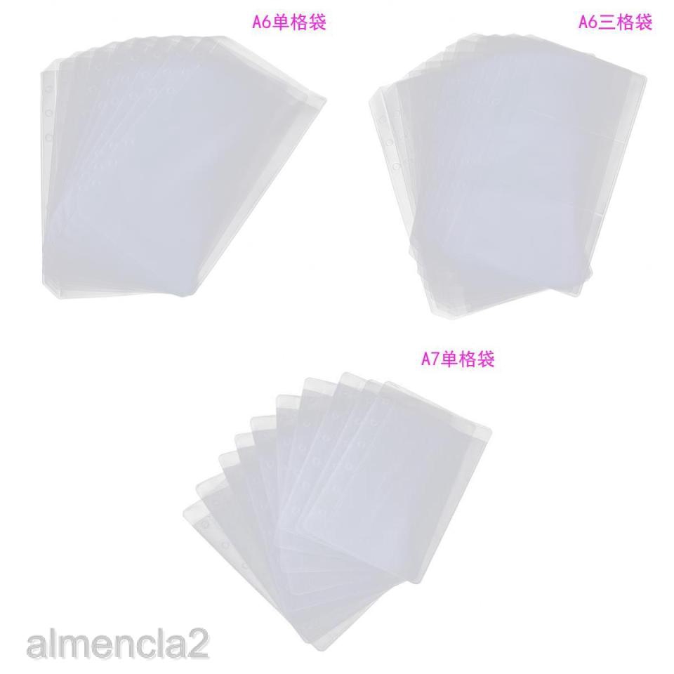 10 Clear Binder Pockets 6 Rings Binder Pages Plastic Protector Sleeves
