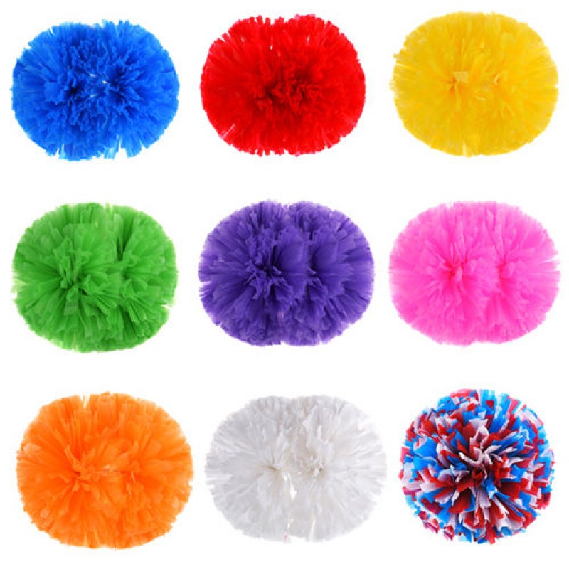 Metallic Foil Cheerleading Pom Poms, Straight Handle Cheering Hand