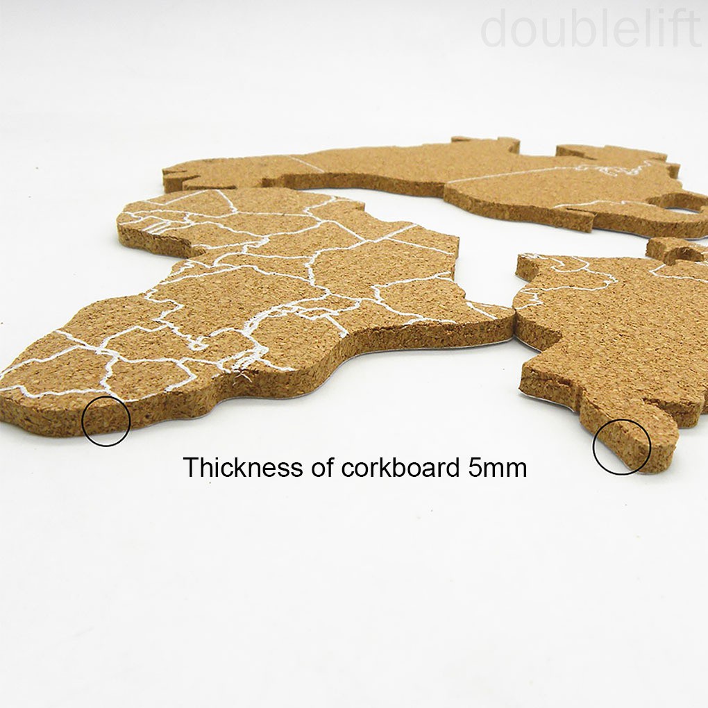 ﹍Travel World Map Strip Wooden Cork Board with Push Pins Self-adhesive Teaching Office Background W