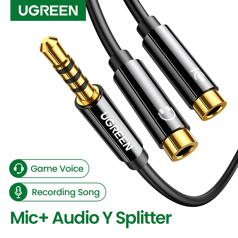 Ugreen 3 5mm Audio Splitter Cable For Computer Jack 3 5mm 1 Male To 2 Female Mic Y Splitter Aux Cable Headset Splitter Adapter Shopee Philippines