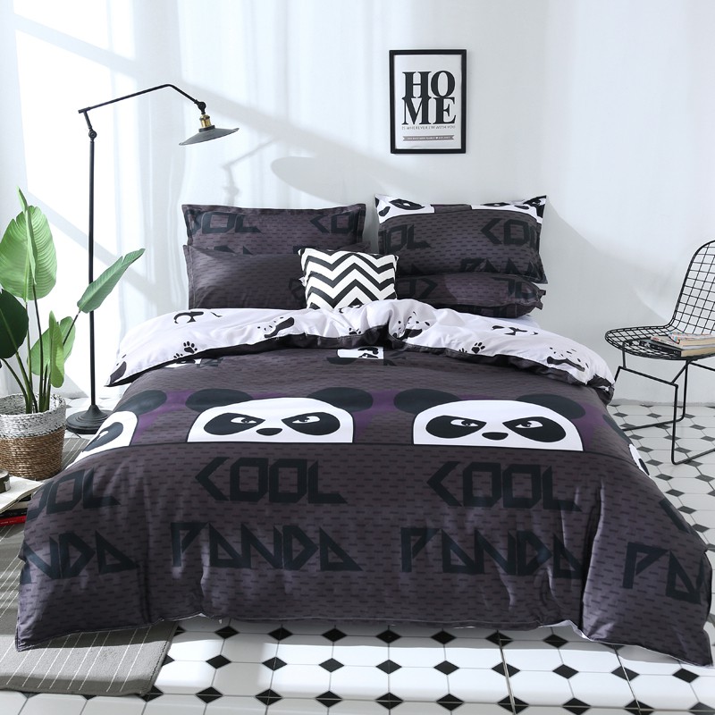 Cool Panda Design Duvet Cover Queen Size Polyester Bed Linen