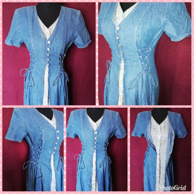 denim floor length dress