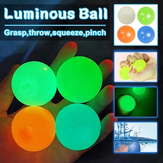 Sticky Glowing Wall Balls Glow in The Dark Luminescent Stress Sensory Decompression Balls Toys for Adults and Kids 1PC Beige, 4.5CM Sticky Balls for Ceiling 
