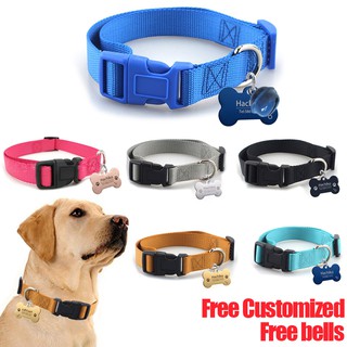 Free Customized Dog Collar With Tag Bells Dog Tag Cat Collar Pet ID Tag Stainless Steel Tag