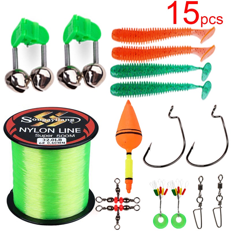 Fishing Tackle Set Including Fishing Line Lures Hooks Necessary