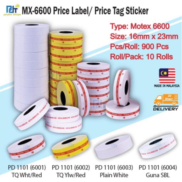 Motex 6600 Price Label Roll Price Tag Pricing Sticker 10'Rolls Shopee