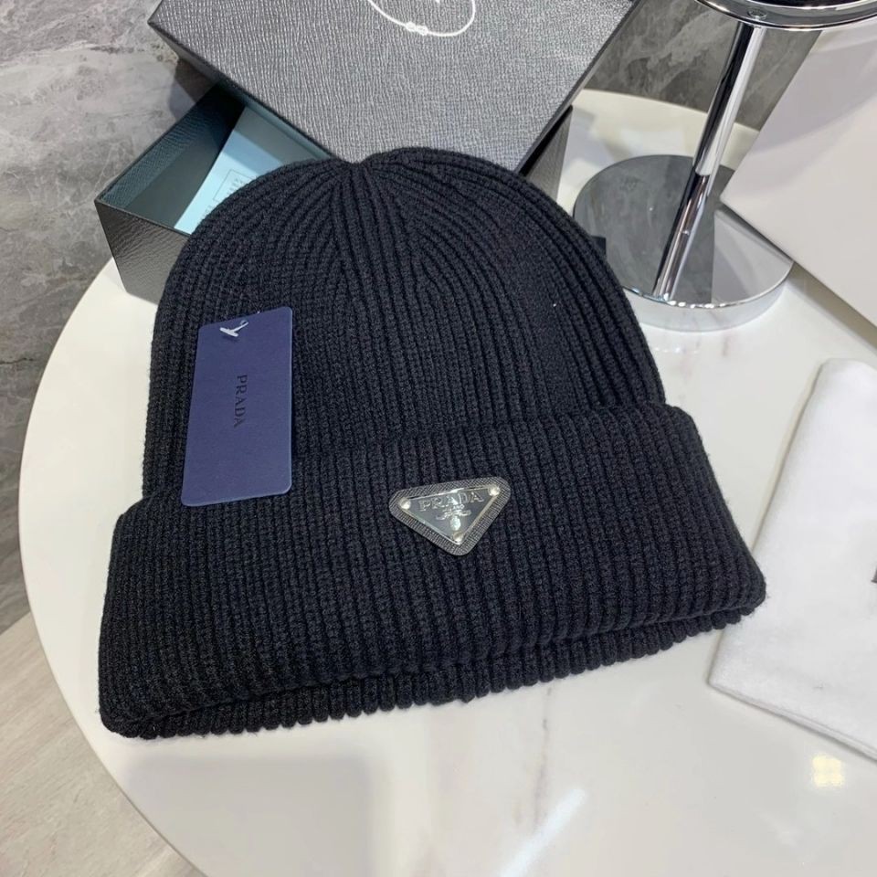 Prada wool hat triangle label cold hat men and women the same classic wild wool  hat street outdoor l | Shopee Philippines