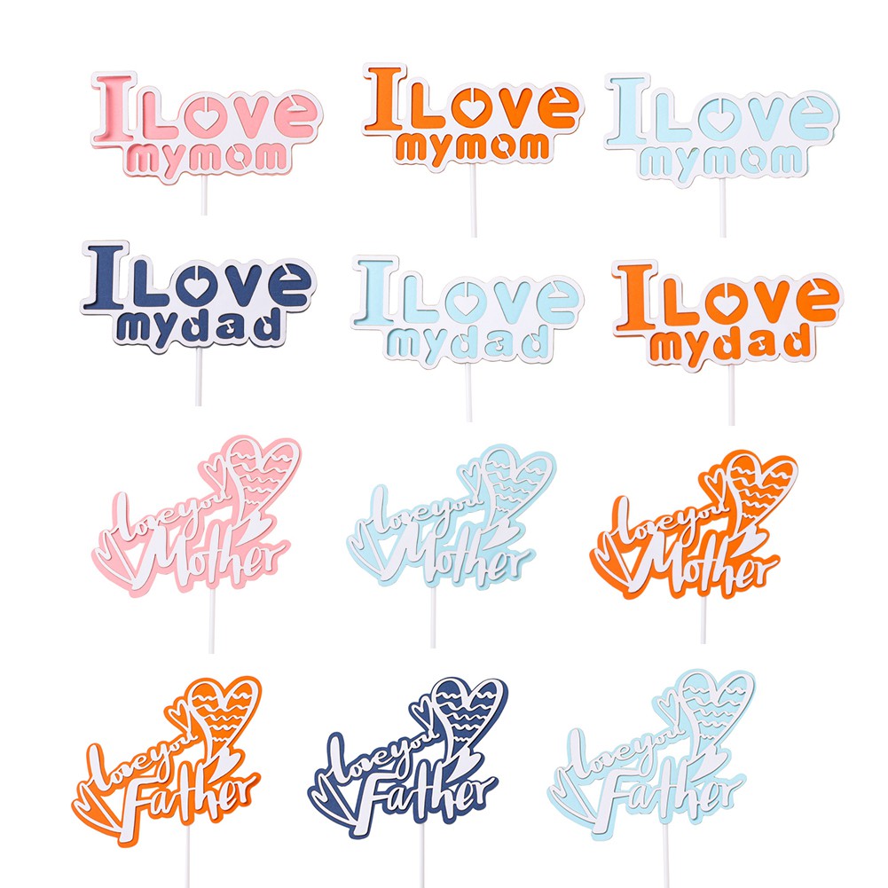 I Love Mom Dad Paper Cake Topper Parents Birthday Cake Topper Cupcake Dessert Decor Birthday Party Supplies Shopee Philippines