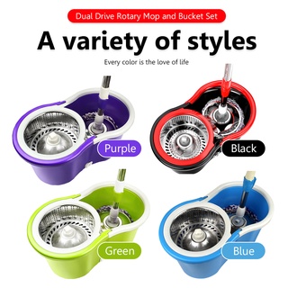 Rotary Mop Bucket Set 360° Stainless Steel Fiber Mop Floor Sweeping Wet and Dry Scrubbing Flat Mop #8