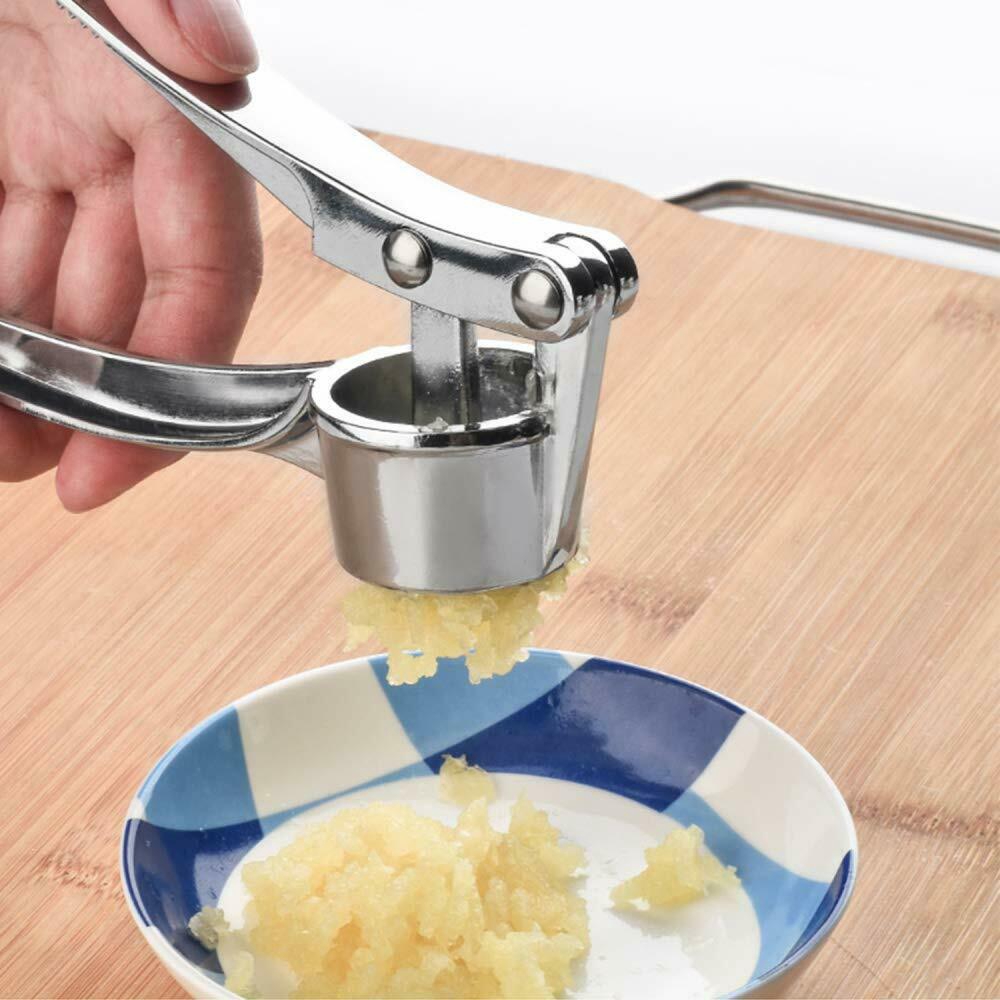 [HOT]Stainless Steel Garlic Press Squeezer Masher Manual Handle Cutting