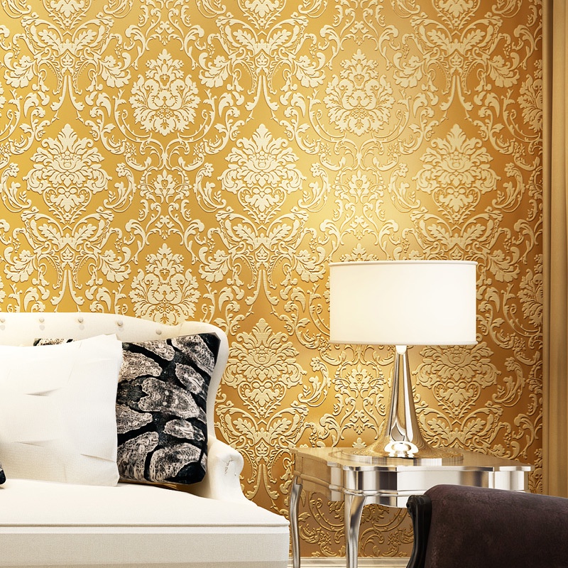 Wallpaper Kitchen Paper Waterproof European Style 3d Luxury Golden  Non-Woven Living Room Bedroom Hotel Clothing Store High-End Sprinkler Gold  | Shopee Philippines