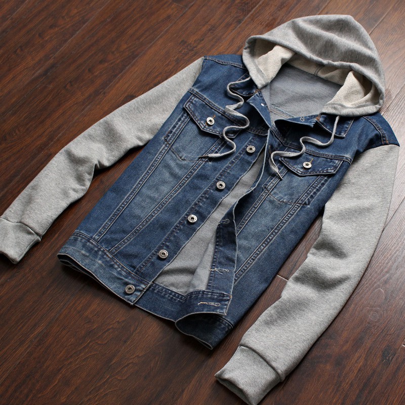 plus size denim hoodie jacket