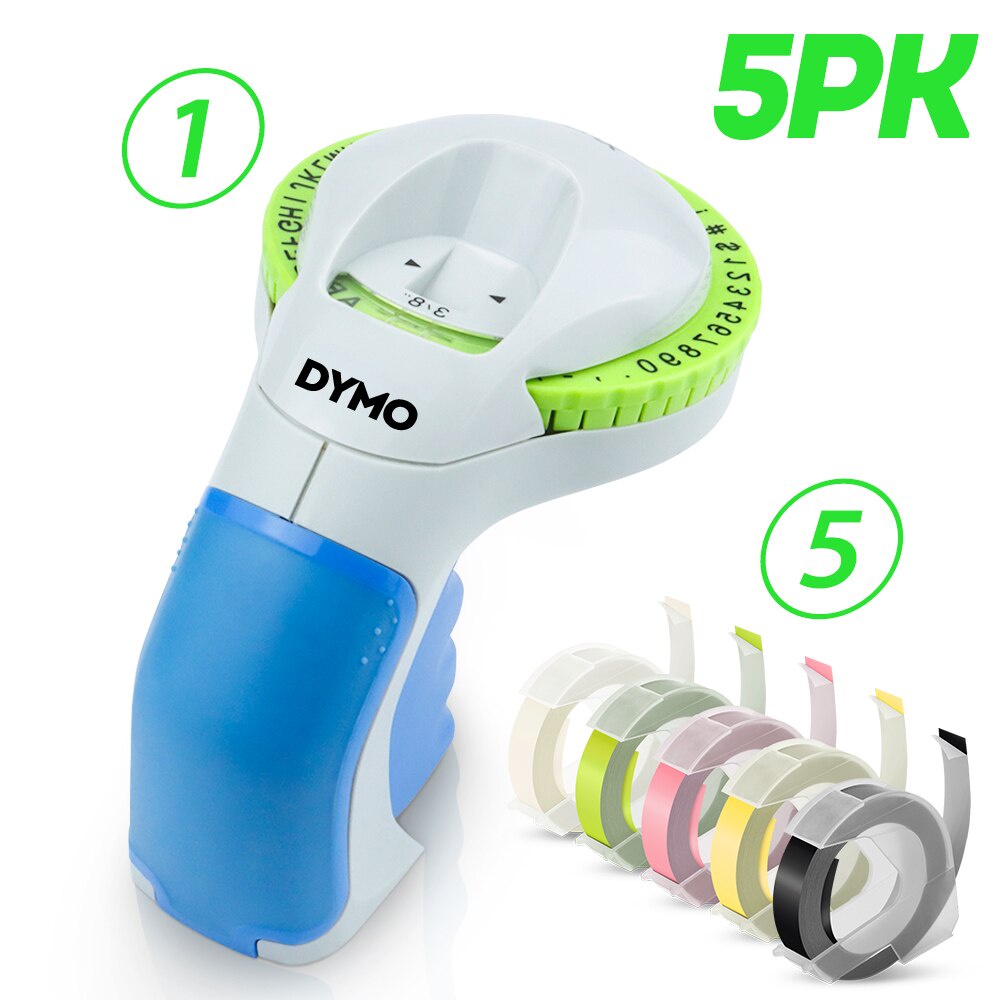 (With 5 tape) Dymo 12965 Manual Labeller Typewriter Dymo Organizer