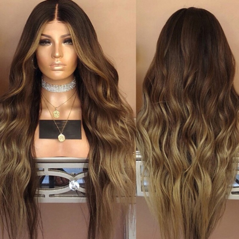 Mx Sexy Gradient Blonde Party Wigs Long Curly Hair Shopee
