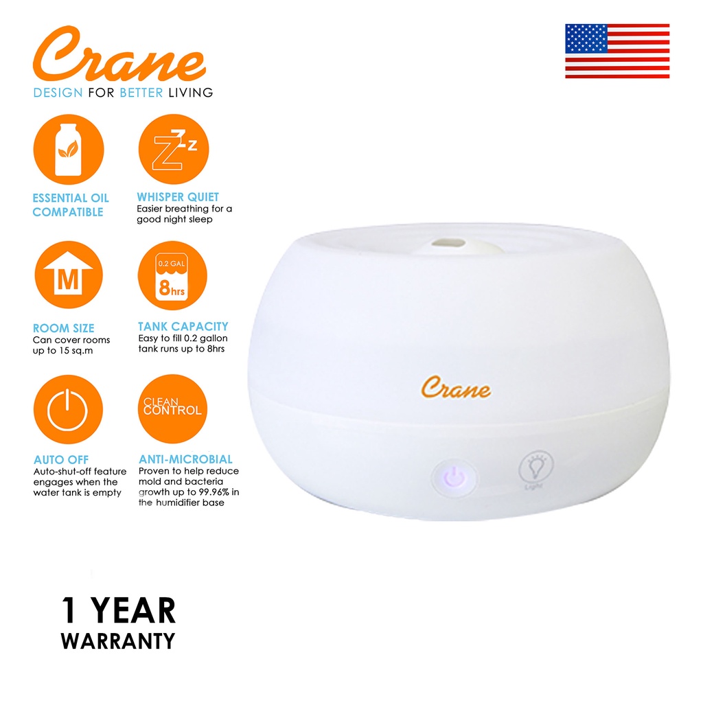 Crane 2 In 1 Personal Cool Mist Humidifier With Diffuser For Cough