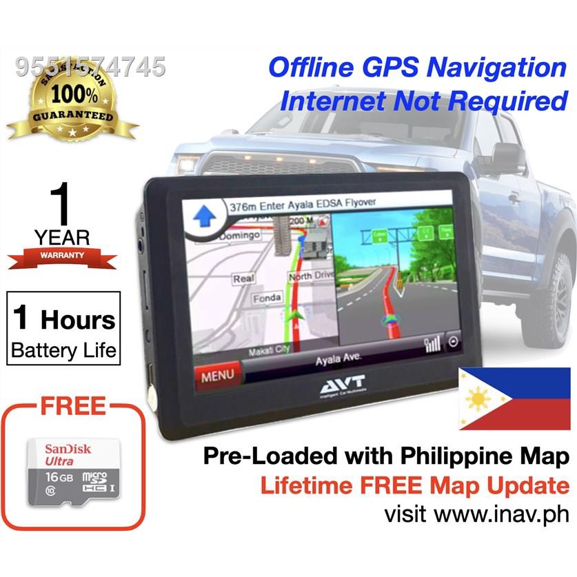 AVT Portable GPS Navigation Navigator Navi Touchscreen Lifetime