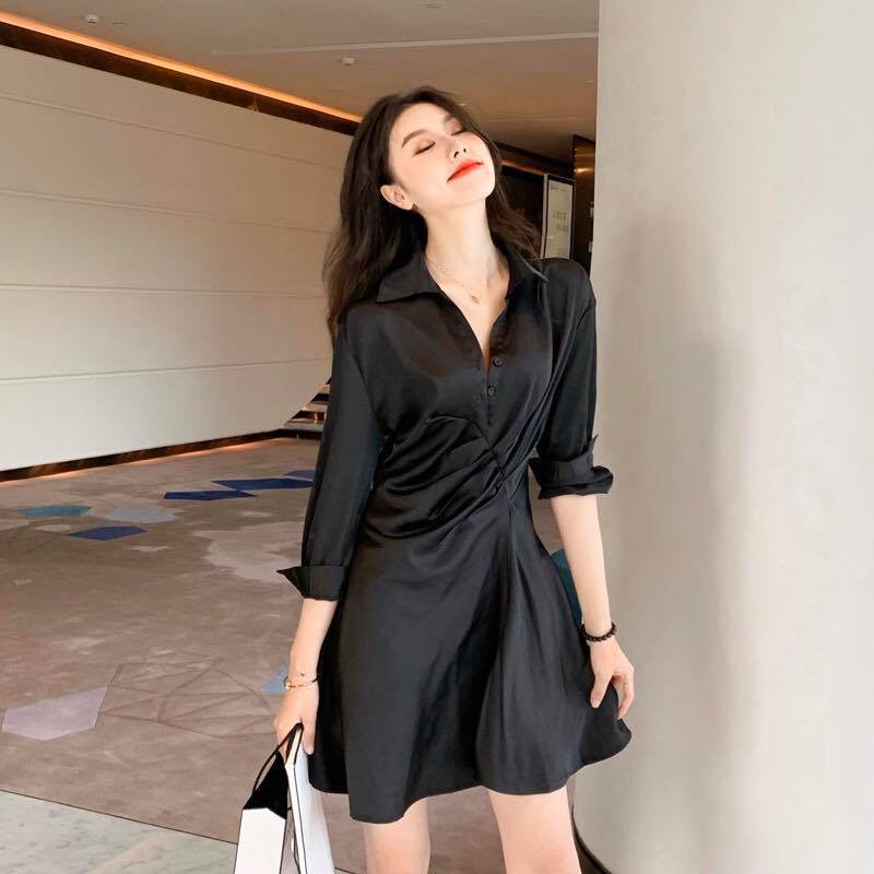 black dress with black collar